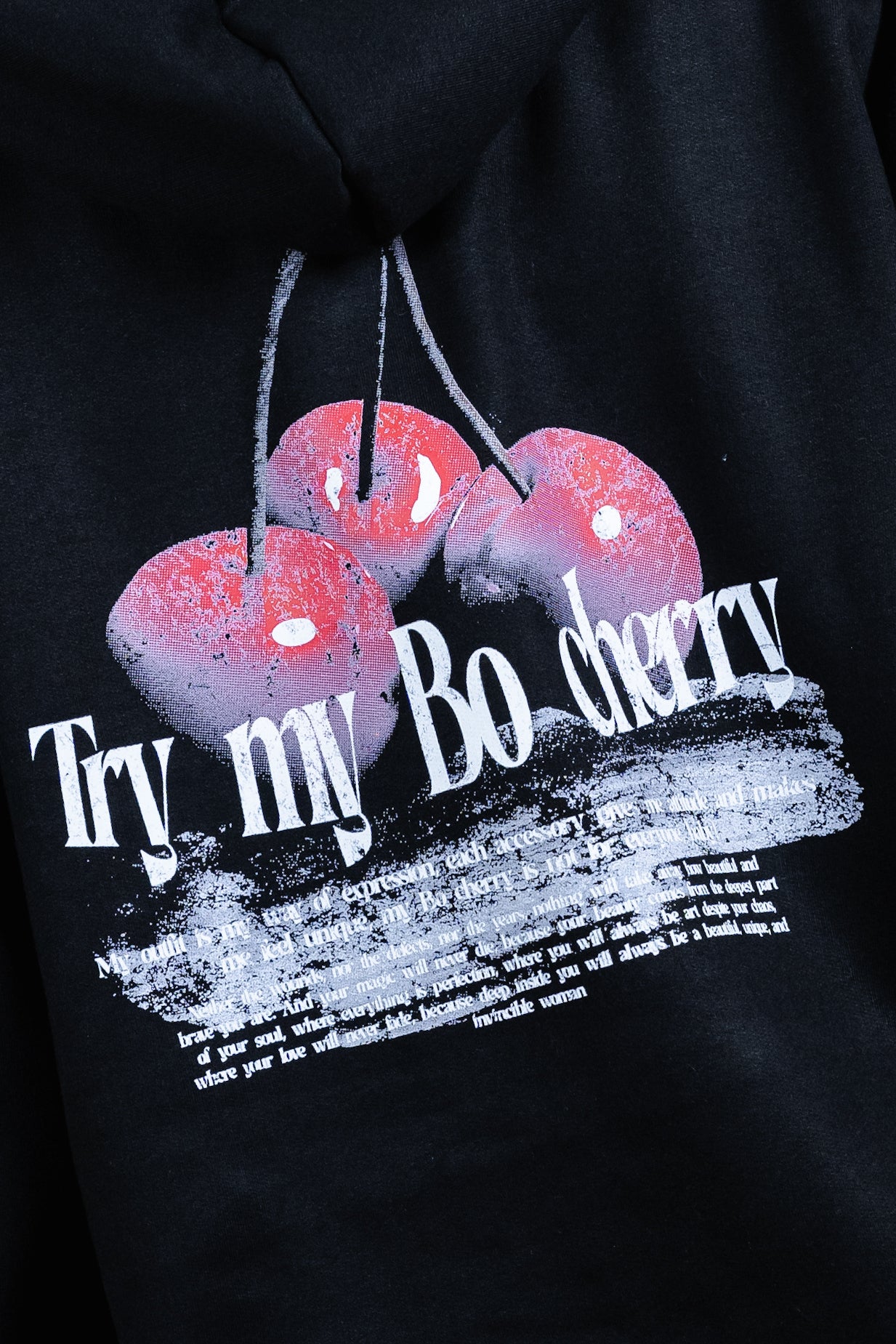 Hoodie oversize Try my Bo cherry - Autumn series