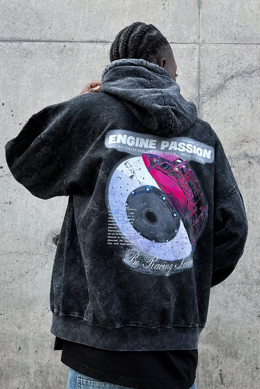 Hoodie engine passion acid wash - Bo racing team collection