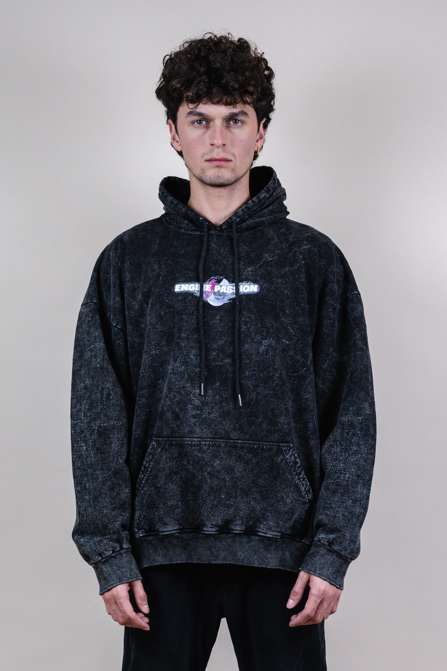 Hoodie engine passion acid wash - Bo racing team collection