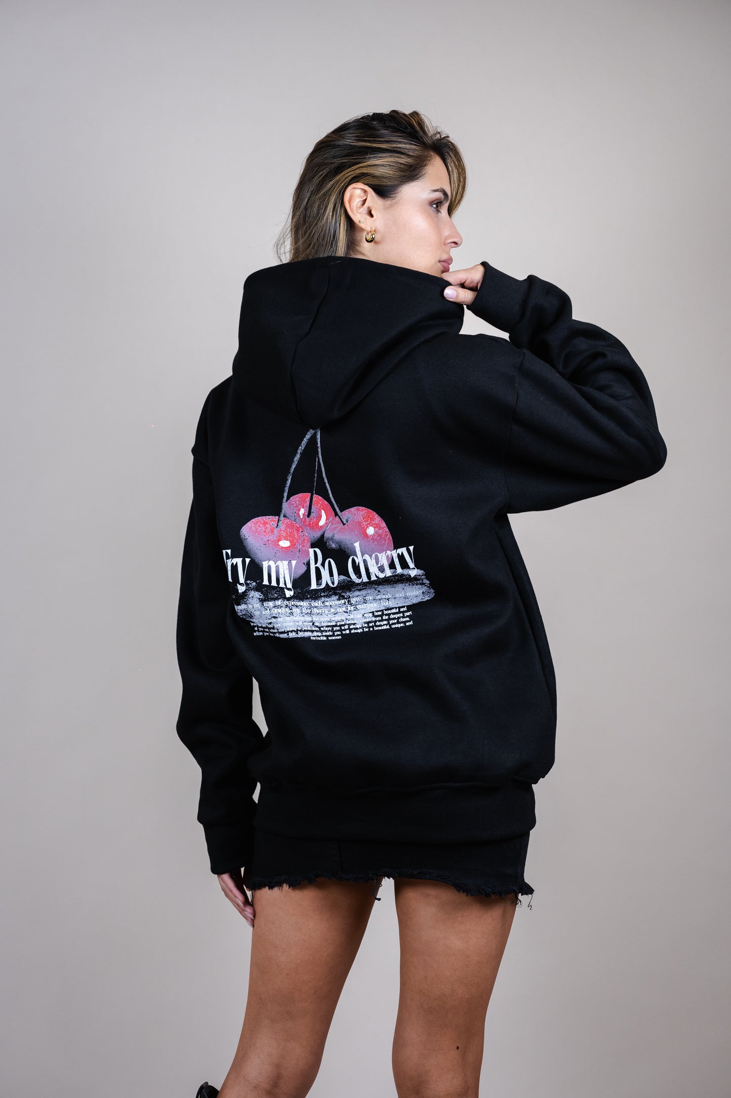 Hoodie oversize Try my Bo cherry - Autumn series