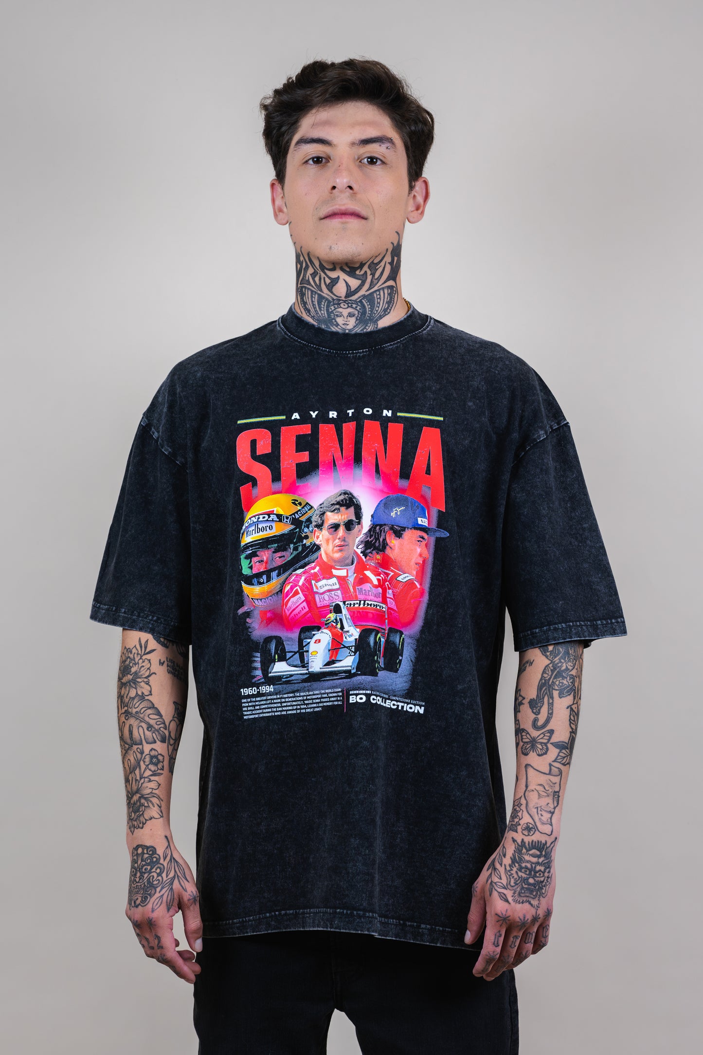 T-shirt Ayrton senna legends series acid wash - Bo racing team collection