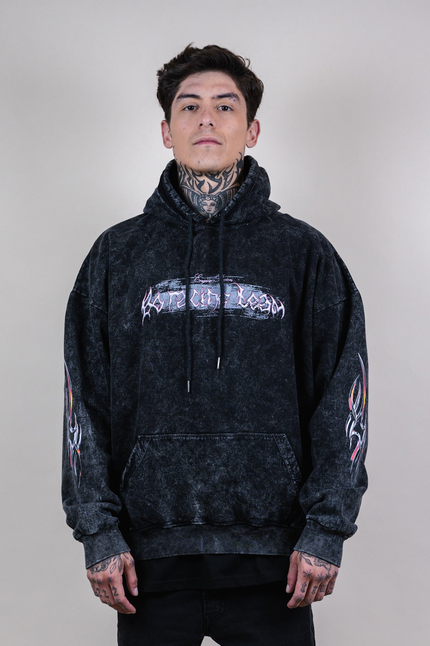 Hoodie tires destroyers acid wash - Bo racing team collection