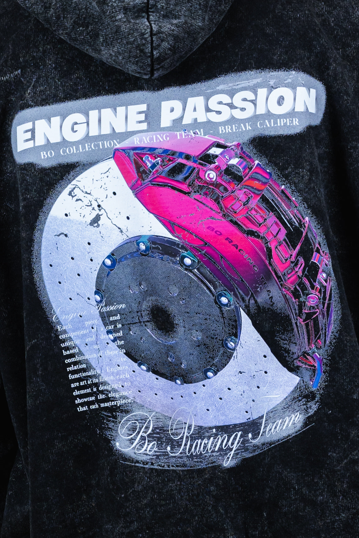 Hoodie engine passion acid wash - Bo racing team collection