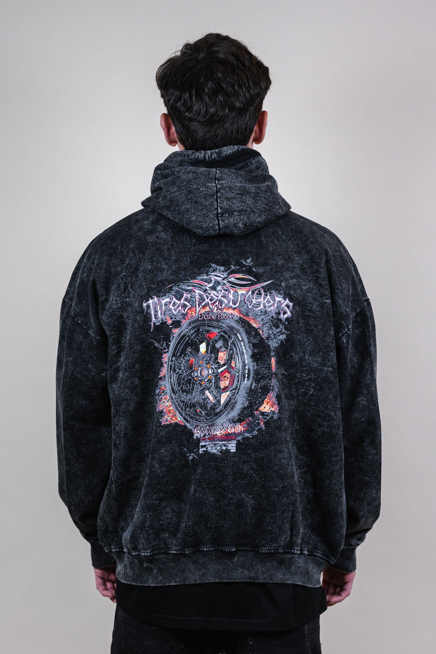 Hoodie tires destroyers acid wash - Bo racing team collection