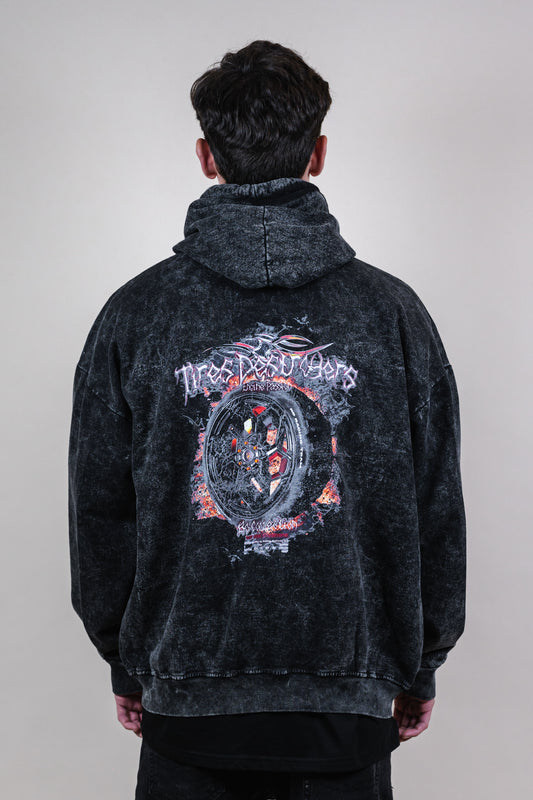 Hoodie tires destroyers acid wash - Bo racing team collection