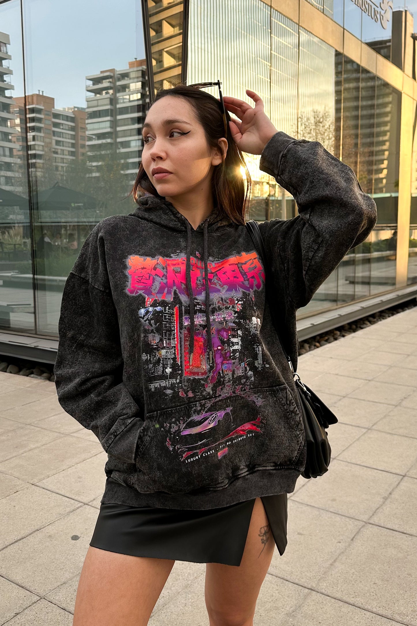 Hoodie jaspeado oversize Tokyo Shibuya set - Autumn series