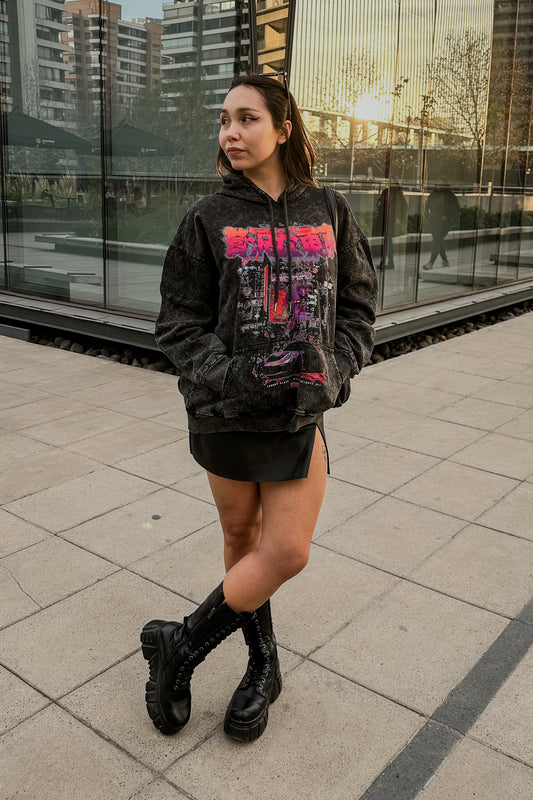 Hoodie jaspeado oversize Tokyo Shibuya set - Autumn series