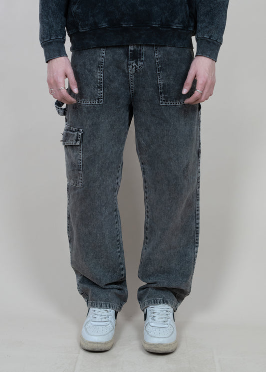 Carpenter cargo black jeans denim wide leg - Luxury class edition