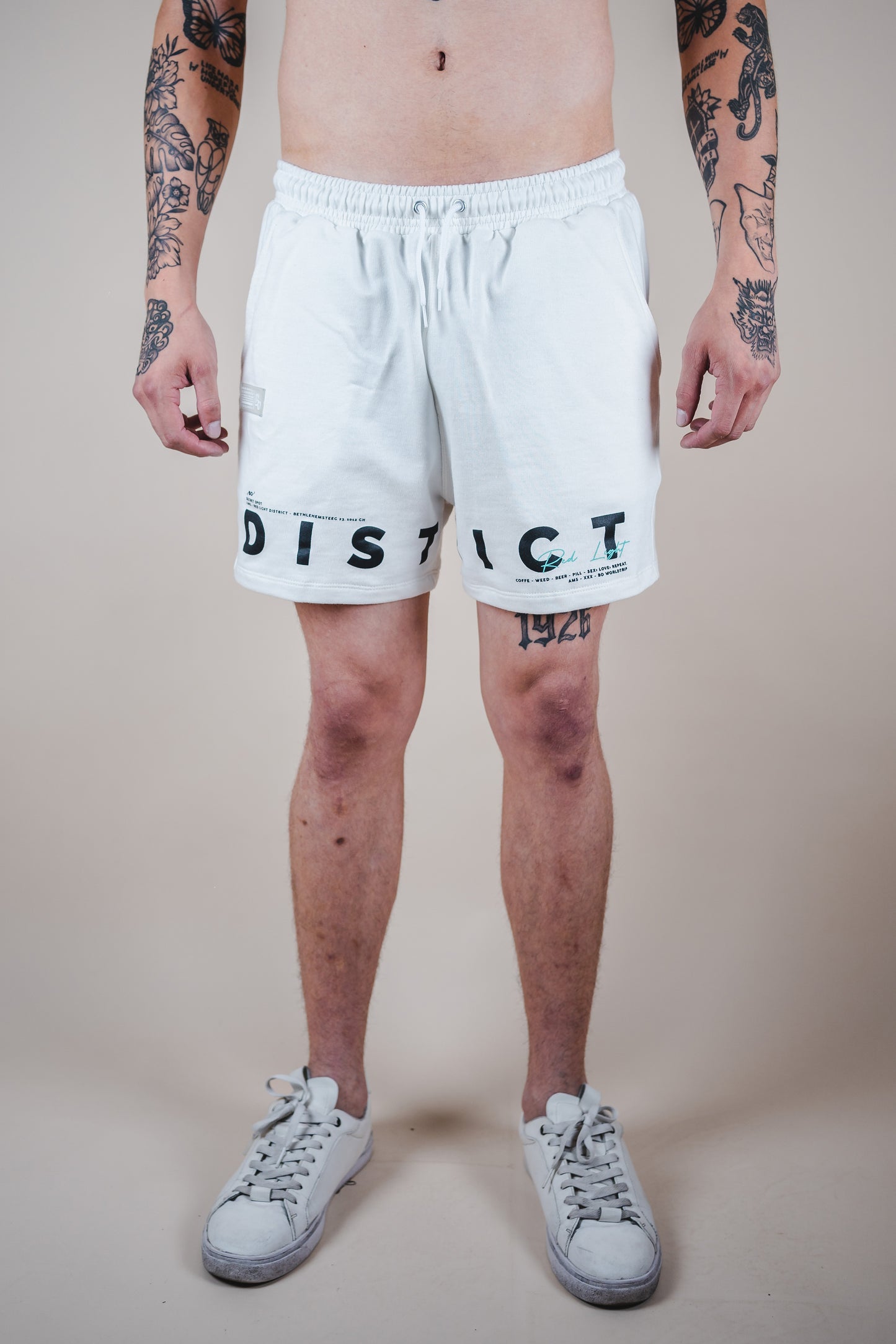 Shorts - White bone Red light district edition - AMS DISTRICT SEASON