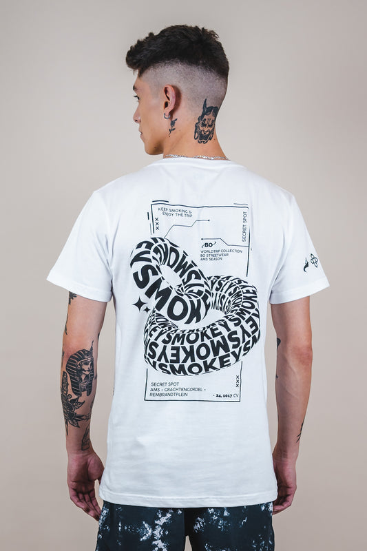 T-shirt - Smokey Ams secret spot white - AMS DISTRICT SEASON