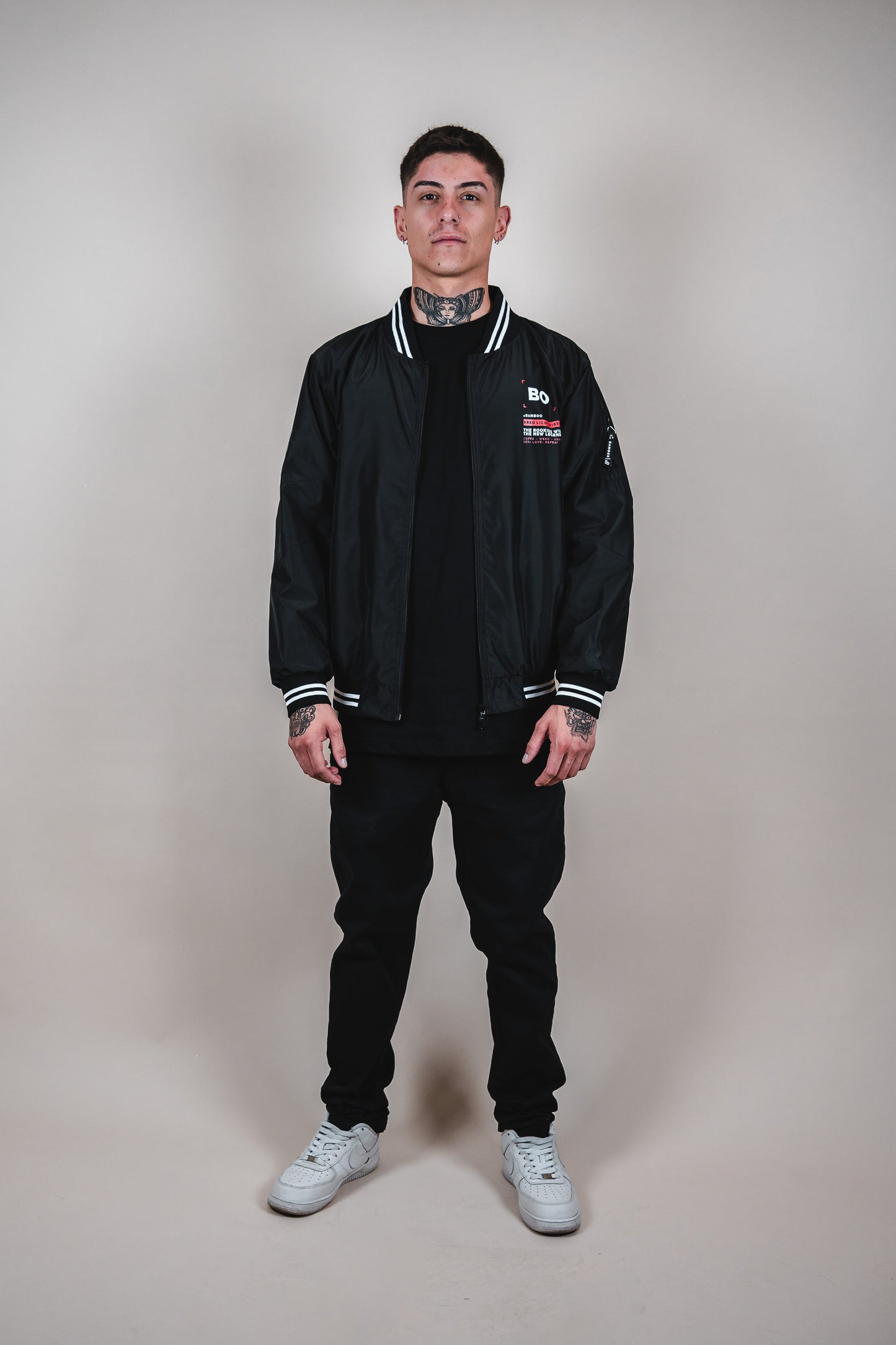 Bomber jacket - Red light no prohibitions black - AMS DISTRICT SEASON