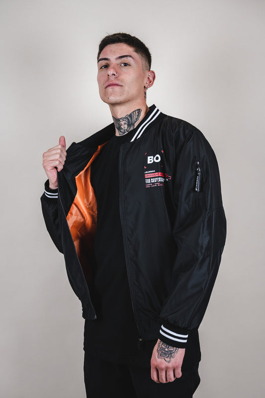 Bomber jacket - Red light no prohibitions black - AMS DISTRICT SEASON