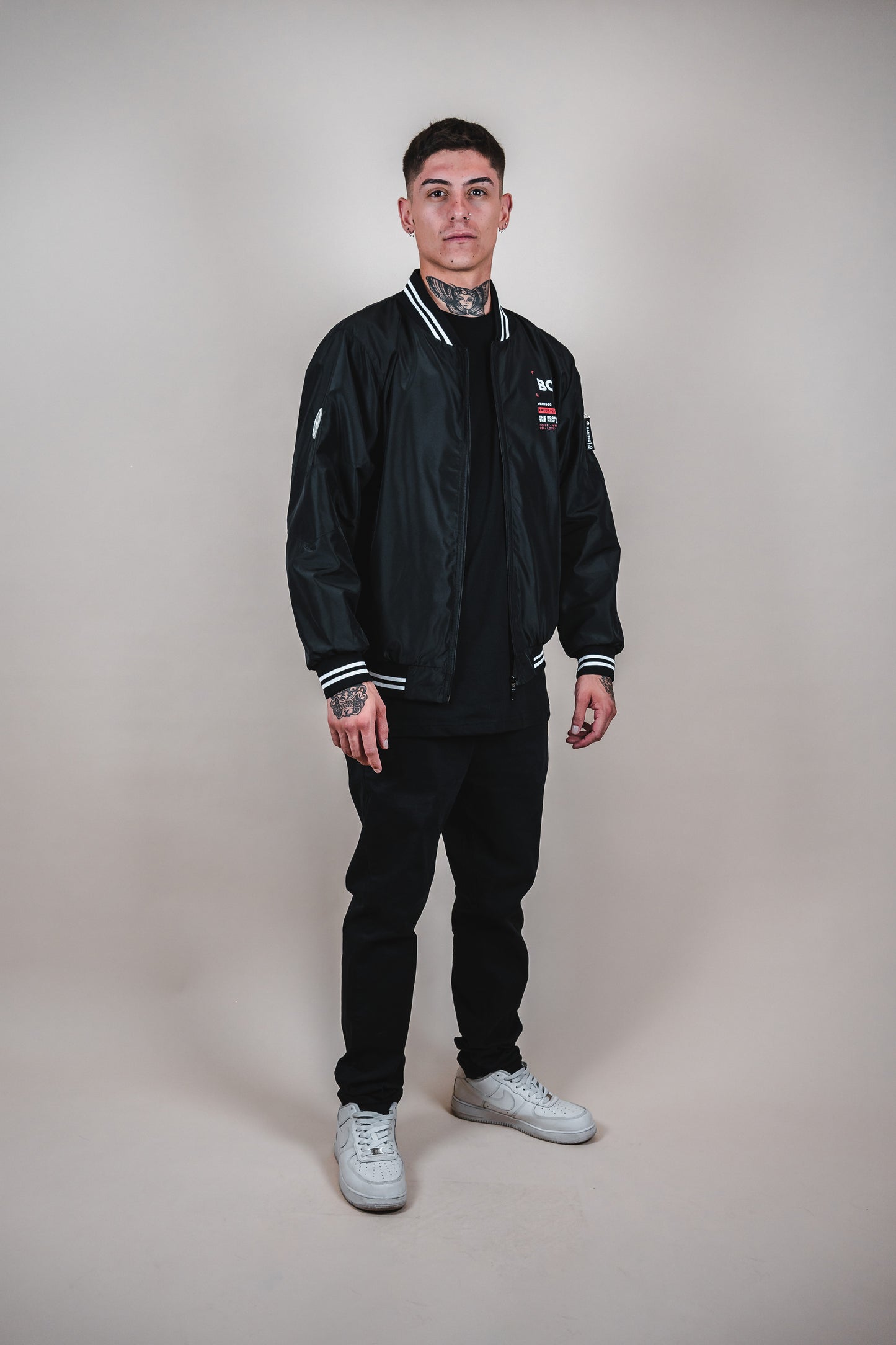 Bomber jacket - Red light no prohibitions black - AMS DISTRICT SEASON