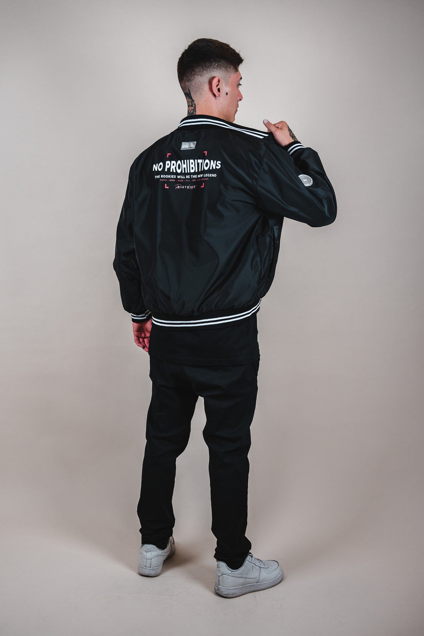 Bomber jacket - Red light no prohibitions black - AMS DISTRICT SEASON